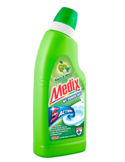 Medix Wc Power Gel 5 Actions Ябълка и Мента Почистващ препарат за тоалетни  750мл