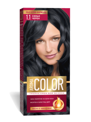 БОЯ ЗА КОСА AROMA COLOR № 1.1 СИНЬО-ЧЕРЕН