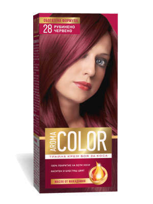 БОЯ ЗА КОСА AROMA COLOR 28 РУБИНЕНО ЧЕРВЕН