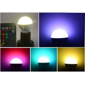 RGB LED КРУШКА С ДИСТАНЦИОННО УПРАВЛЕНИЕ Е27 цокъл 5W - 220 V В РАЗЛИЧНИ ЦВЕТОВЕ - СРЕБРИС