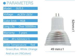 RGB LED КРУШКА С ДИСТАНЦИОННО УПРАВЛЕНИЕ GU5.3  цокъл плоска за лунички  5W - 220 V В РАЗЛИЧНИ ЦВЕТОВЕ - СРЕБРИСТА 