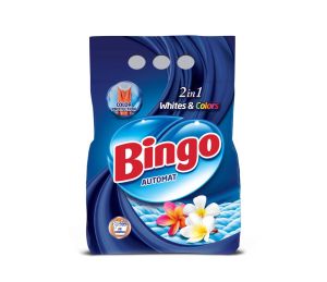 ПРАХ ЗА ПРАНЕ БИНГО 3кг БЯЛО+ ОМЕКОТИТЕЛ 500ml