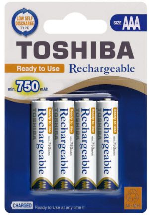 Toshiba Rechargeable - Зареждащи се батерии 2 варианта: АА 2250 mAh/ ААА 750 mAh  налични само ААА