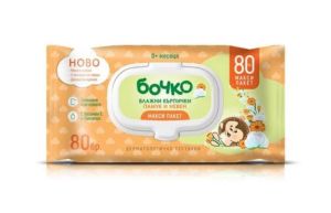 Бочко Влажни Кърпички с капак  Памук и Невен 80 броя 