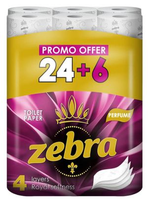 Zebra Тоалетна хартия 4 пласта 24+6