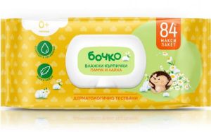 Бочко Бебешки влажни кърпички с екстракт от лайка 84бр