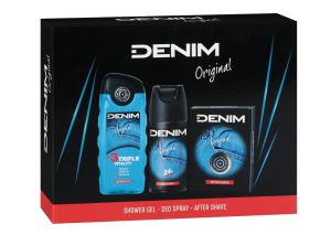 DENIM Original Мъжки Комплект Афтършейв 100 мл + Дезодорант 150 мл + Душ - гел 250 мл