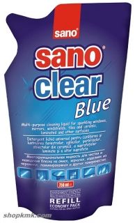 SANO CLEAR BLUE ПРЕПАРАТ ЗА ПОЧИСТВАНЕ НА ПРОЗОРЦИ РЕЗЕРВА  750ml